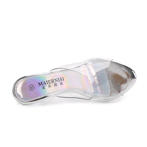 Crystal Sandals Slippers Mules High Heels Platform Clear Jelly Big Women Shoes - Picture 2 of 26