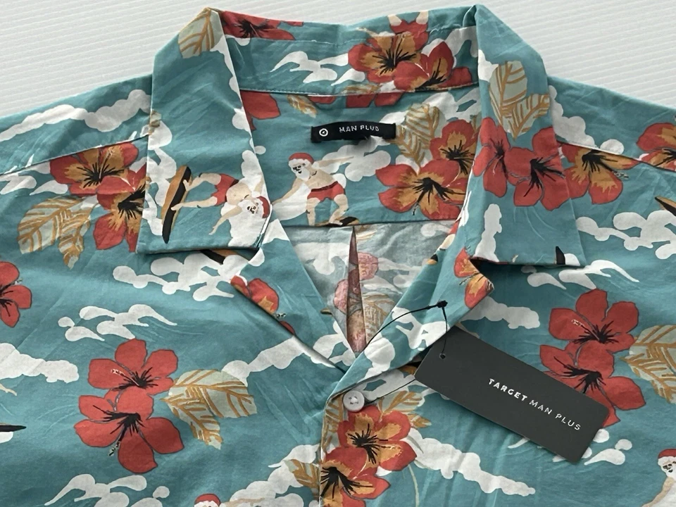 Mens Size 5XL TARGET MAN PLUS Christmas Surfing Santa SS Shirt Xmas NEW - image 3 of 3