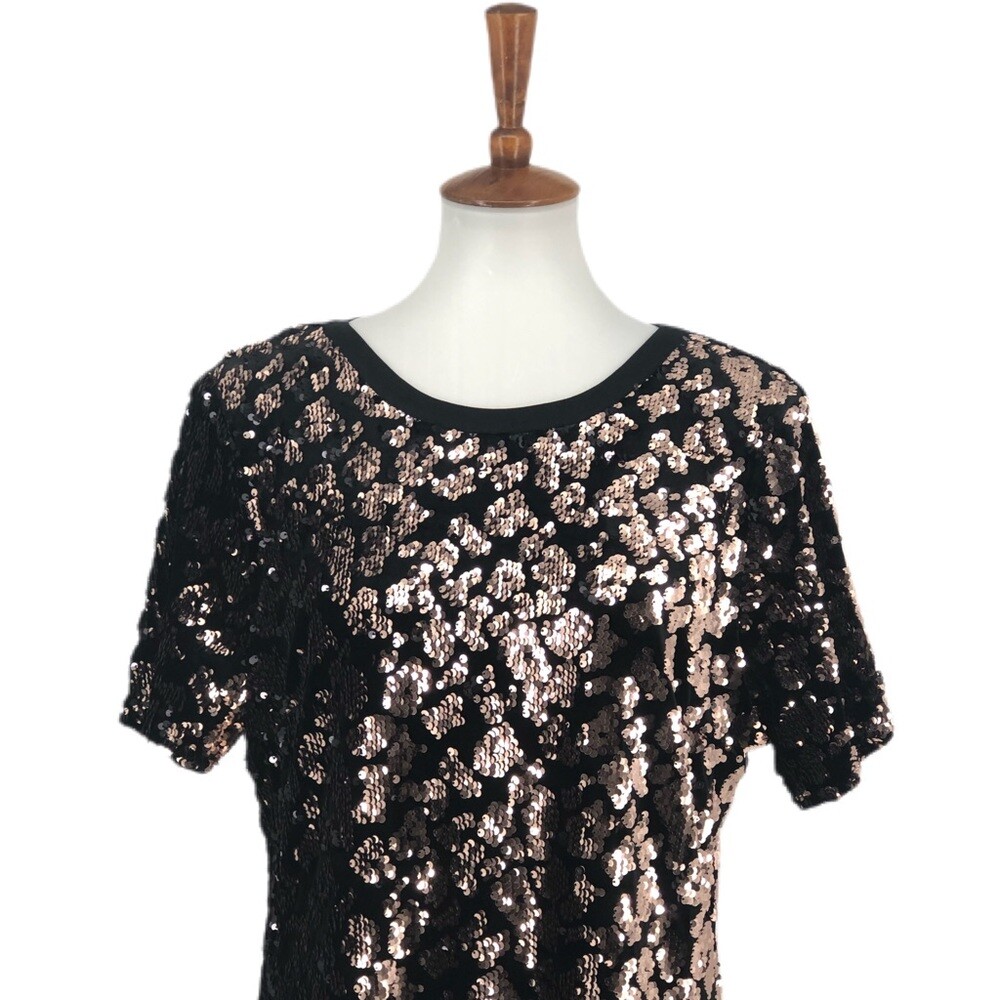 andi sequin tee dress Black Anthropologie Andi Sequined Tee Dress, , Large sz M