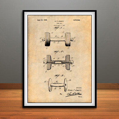 1927 Dumb Bell Patent Print Art Drawing Poster