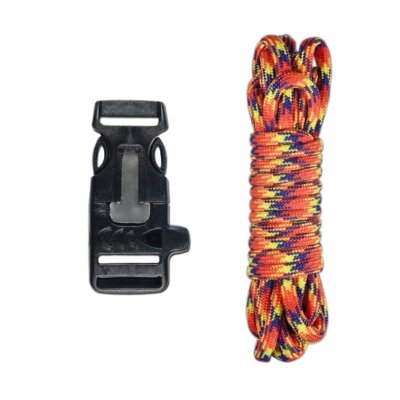 Paracord Survival Kit With Utility Buckle, Fire Starter, and Whistle. 45 Colors!