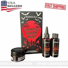 3pc Set Fake Blood Halloween Haunted House Stage Makeup Kit Gel Splatter Paste