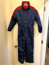Vintage Roffe Ski Snow Suit, Kids Size Large, Blue Red, Made in USA