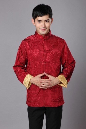 Costume cinese tradizionale cinese uomo tang top stampa seta S~XXXL - Foto 28 di 29