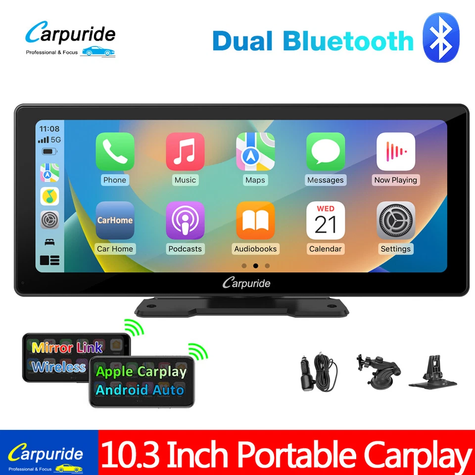 Carpuride W103Pro inalámbrico Apple Carplay Android Auto Car Stereo Bluetooth FM - Imagen 1 de 4
