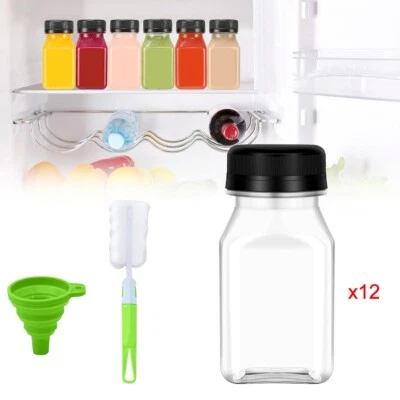12X 4oz Mini Juice Bottles Plastic Shot Bottle Clear Containers Drink
