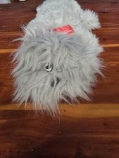 Vintage Tonka Pound Puppies Gray 10" Newborn Furries Red Bow Blue Eyes