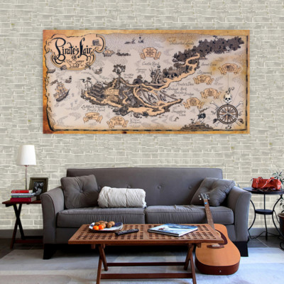 Huge Silk Canvas Poster Vintage Pirate Lair Treasure World Map Wall Decor S133