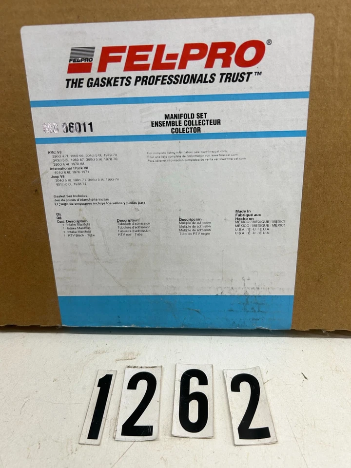 Juego de colectores de admisión Fel-Pro MS-96011 AMC/Jeep/International/Bricklin Foto 2 de 3