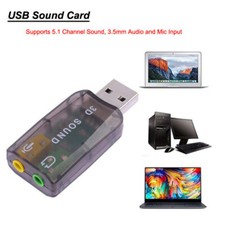 USB 2.0 to 3D Audio Sound Card External Adapter Virtual 5.1 CH Mic Headphone New