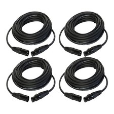 4-Pack Pro 25 ft Male Mixer Cable to PA Speaker 3-Pin Shielded XLR Female Cables