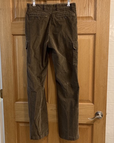 L.L. Bean Mens 30W x 34L Brown Corduroy Flat Front 6 Pocket Cargo Pants 285249 - Picture 2 of 4