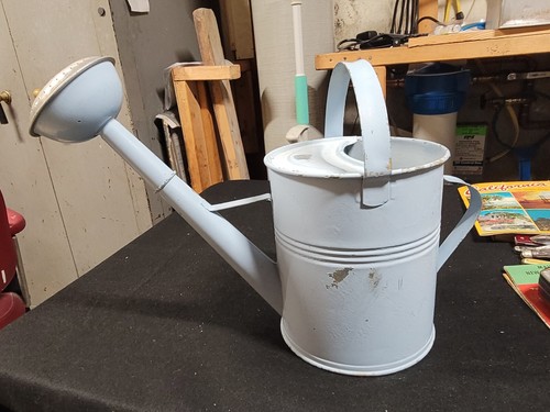 Vintage Heavy Duty Garden Watering Can marked 99 11 Painted In Light Blue