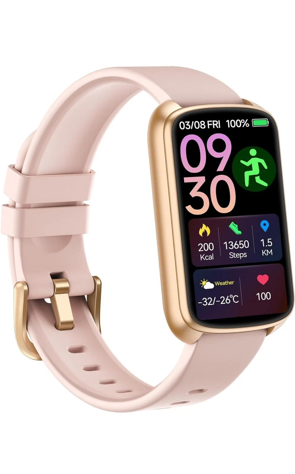 Fitness Tracker, 1.47" Smart Watch with 24/7 Heart Rate BP & Oxygen Monitor