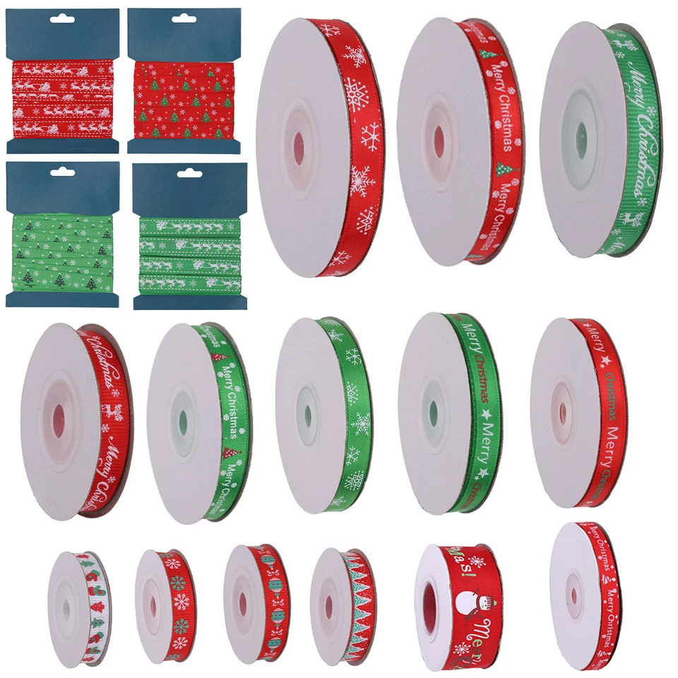 TRIMMING SHOP Christmas Xmas Winter Themed Ribbon - Various Designs and Widths - Gift Packing
