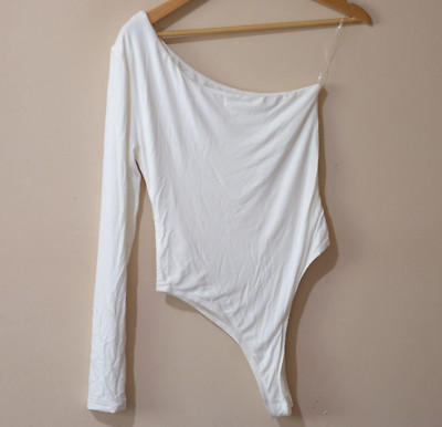 2BME Fashion Women's Bodysuit Size L Cream One Sleeve #p87-17