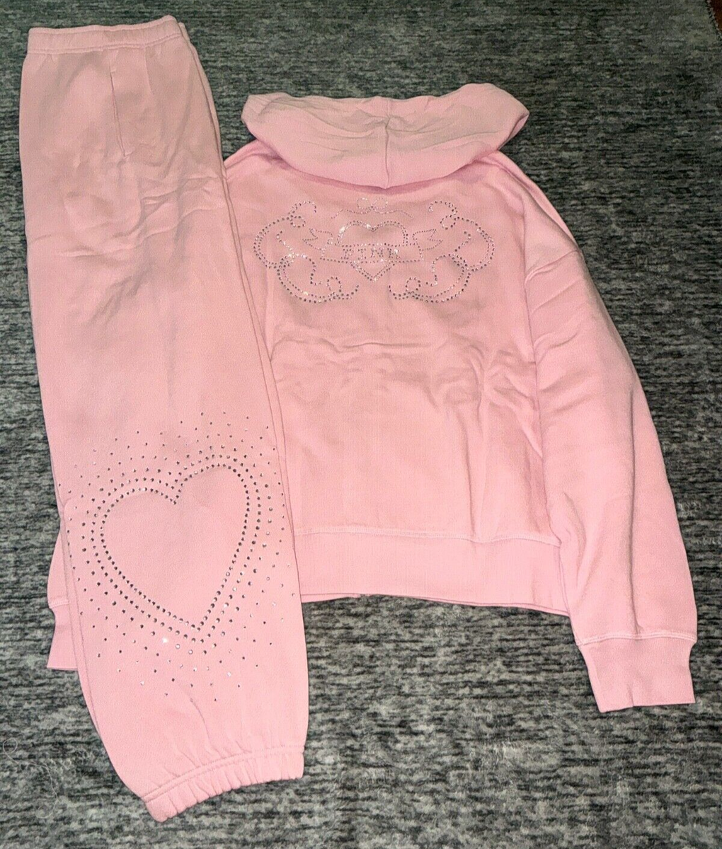 Victoria's Secret Pink Bling Full Zip Hoodie + Campus Pants Set