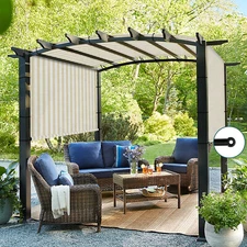 13-16ft Pergola Replacement Shade Cover Panel with Rod Yard Garden BeigeStripe
