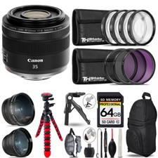 Canon RF 35mm IS Macro STM Lens - 3 Lens Kit  Tripod  Backpack - 64GB Kit