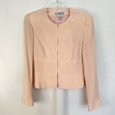 Vintage Carlisle Tweed Cropped Blazer Zip Up 100 Silk Womens Sz 10 Pink New