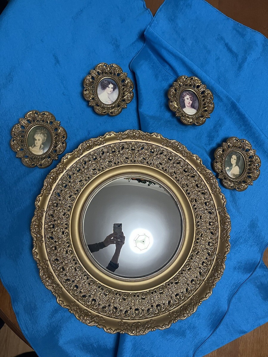 VINTAGE VICTORIAN STYLE CAMEO CREATIONS WALL MIRROR & 4 FRAMED