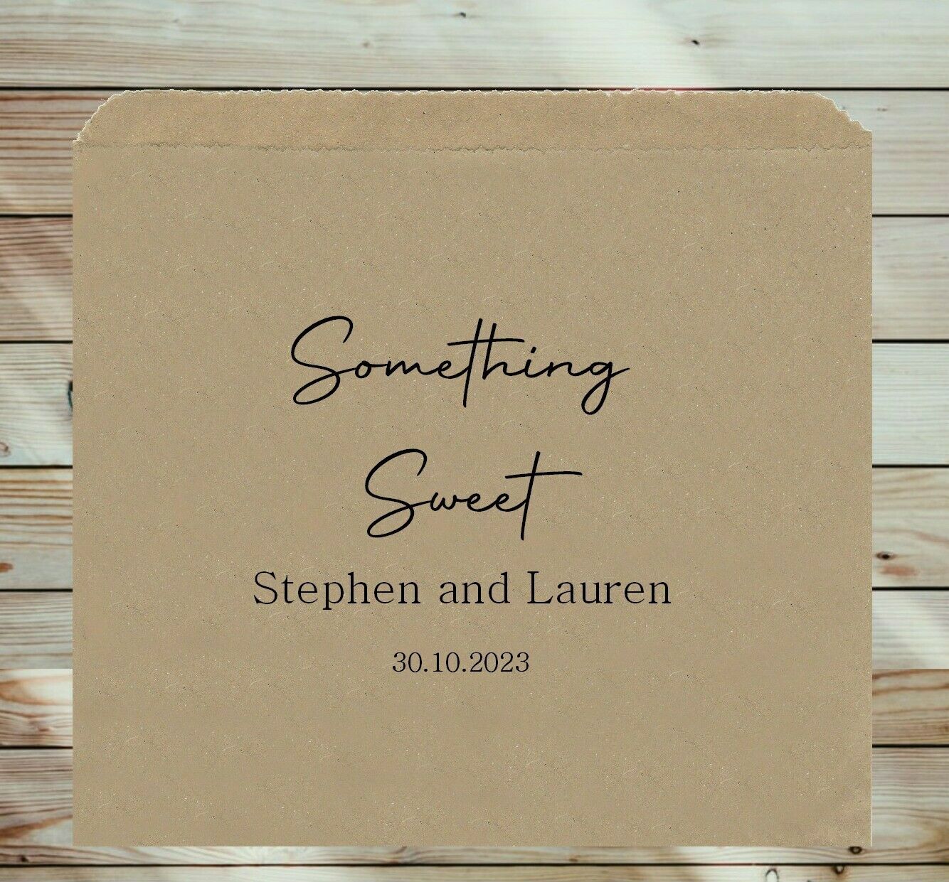 Personalised wedding sweet bags, candy cart, cake favour bags, Brown/White eBay