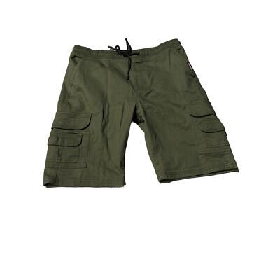 Akademiks Men Green Flat Front Dark Wash Cargo Short Size Large | eBay