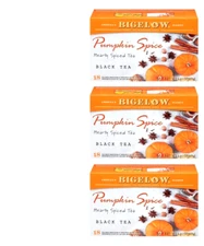 Lot 3 NIB Bigelow Pumpkin Spice Black Tea 54 Bag Instant Brew Xmas Gift FreeShip