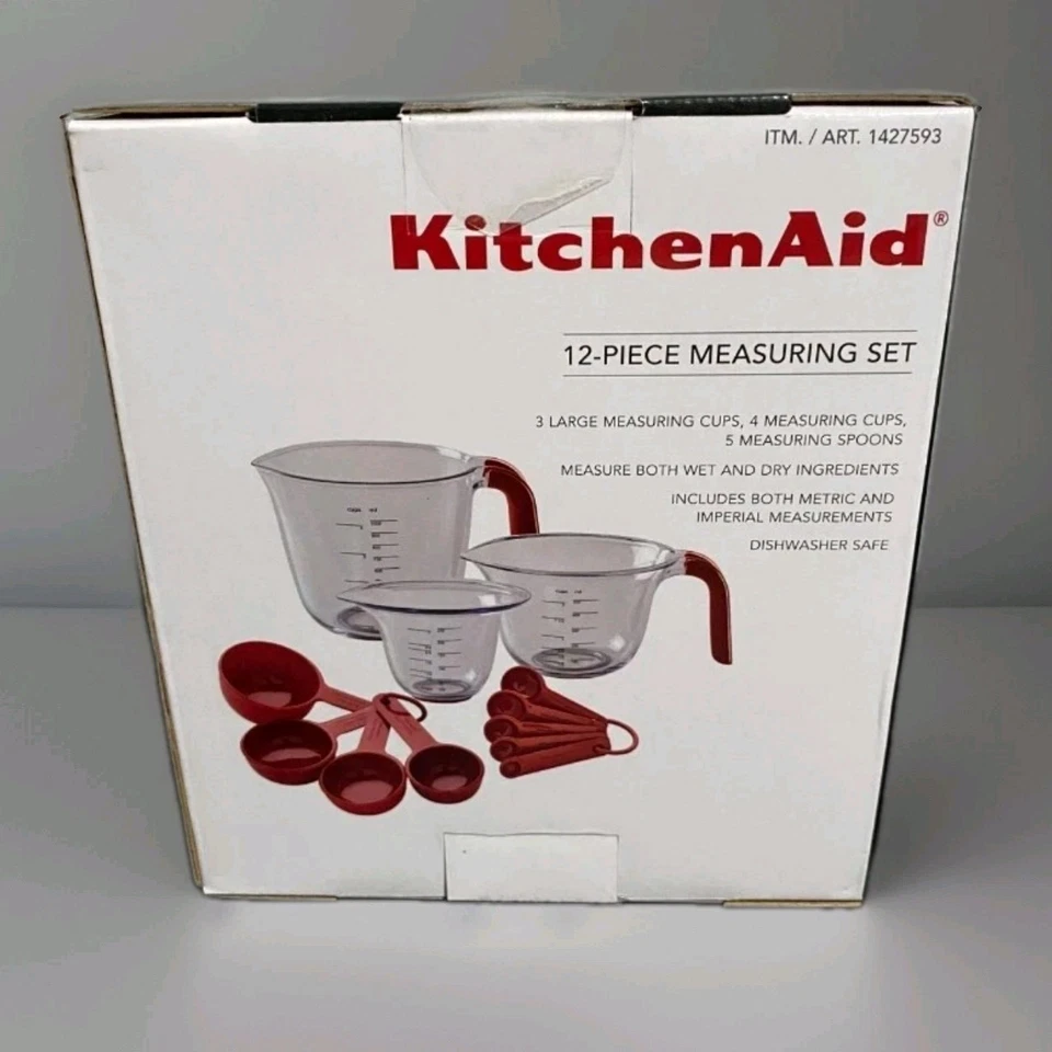 KitchenAid 12-piece Measuring Set, Red & Clear, for Wet & Dry Ingredients, NIB - Image 3 of 4