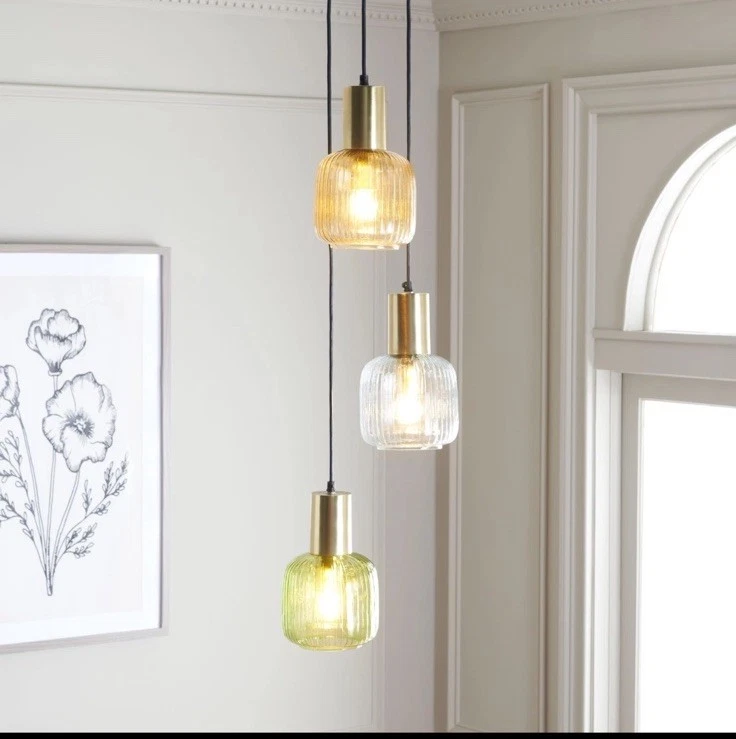 💡Safavieh Collection Rhea Gold 3Luzes Pingente Ajustável Luminária Suspensa - Imagem 2 de 4
