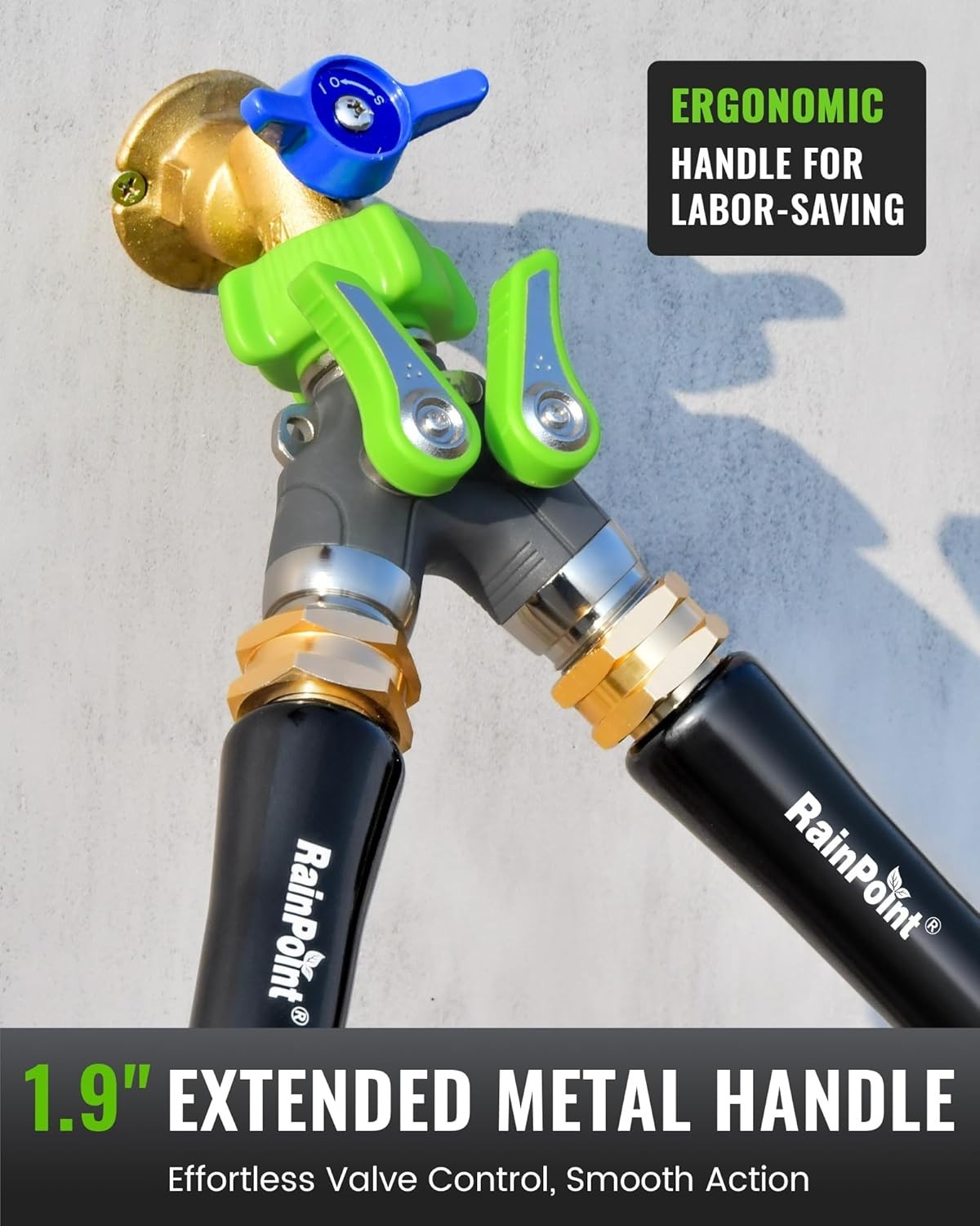 Heavy-Duty 2 Way Garden Hose Splitter - 100% Metal, Leak-Proof Design