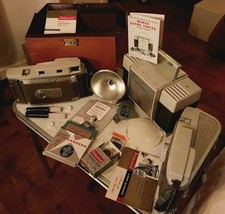 VTG Polaroid Land Camera LOT 850 800 Copier Flash Filter Postcarders Coater Case