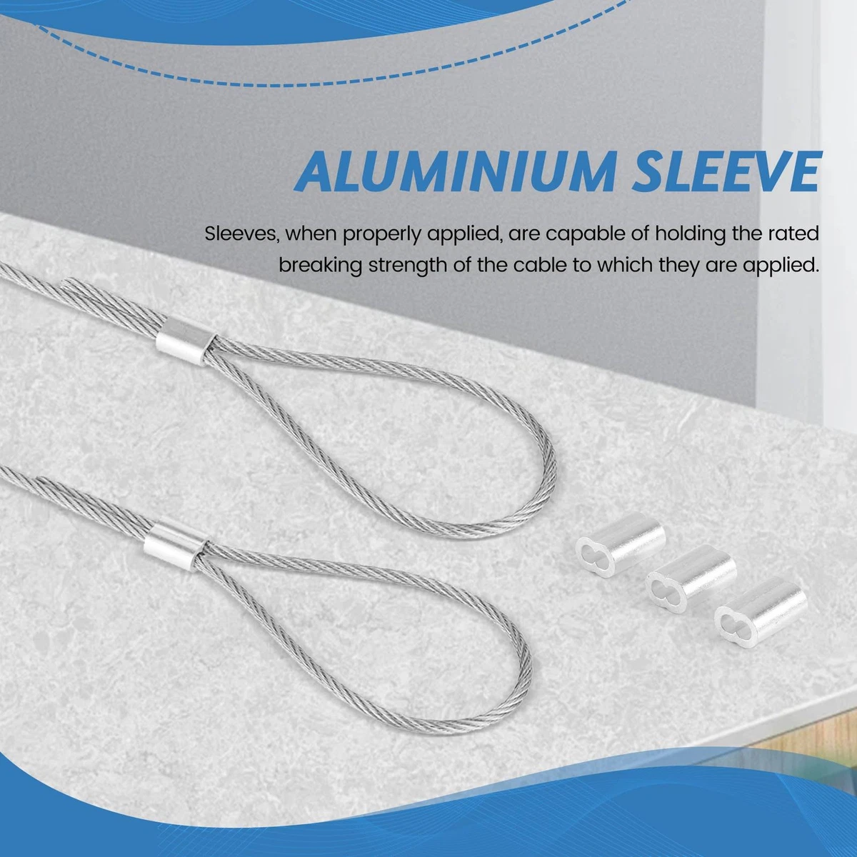 100pcs Aluminum Crimping Loop Sleeve for 3mm Diameter Wire Rope and Cable R4H2