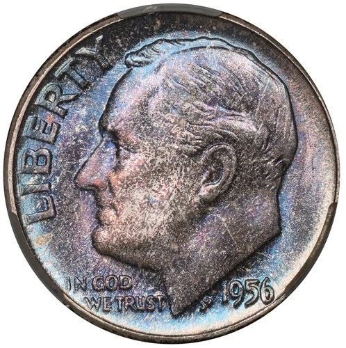 1956 Toned Roosevelt Dime CAC MS 67 See Video Toning Silver Coin 10C CACG