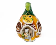 Blue Sky Clayworks Pumpkin Pie Cottage Tealight House Cat Figurine Fall Decor