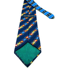 Tommy Hilfiger Classic Flags and Stars Silk neck Tie Made in USA Blue Green 58.5