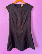 Forever 21 Black Solid Sleeveless Round Neck Woven Polyester Mini Dress M Zip