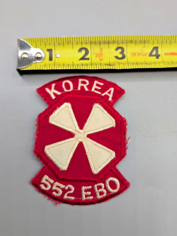 Korean War era US Army 552 EBO, 8th Army foreign made patch grey backing