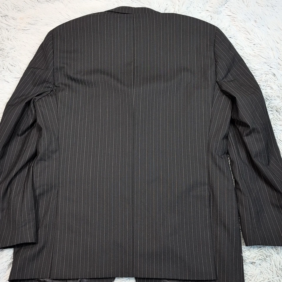 Chaqueta Manzini Para Hombres 42 R Traje de Lana Negro Abrigo Bolsillos a Rayas Italia Super 140 Foto 2 de 4