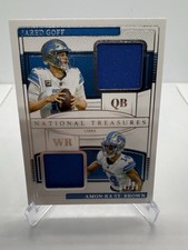 Jared Goff Amon-Ra St. Brown 2024 National Treasures NFL Gear Combo Patch /99