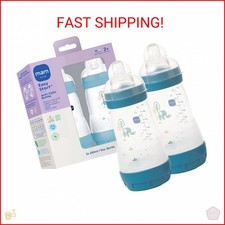 MAM 9oz Easy Start Anti-Colic Wide Neck Vented Baby Bottle, Medium Flow Breastfe