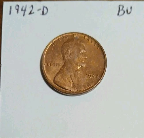 1942 D Lincoln Wheat Cent BU Red  1¢ Copper Coin