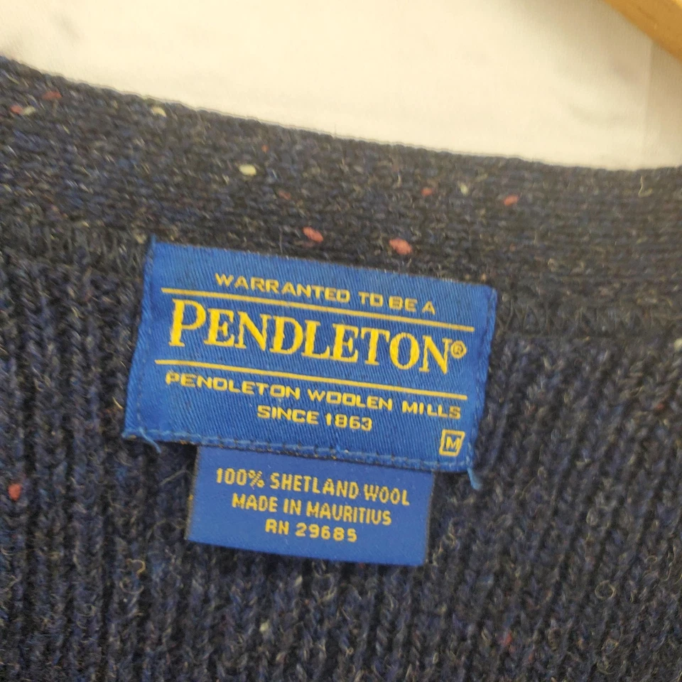 Pendleton Sweater Vest Mens Medium Blue 100% Shetland Wool Button Front - Image 2 of 4