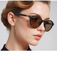 Sunglasses Brown Lens Circle Frame Fashion Model Fashionable Beach Women Gafas