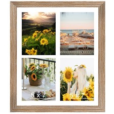 12x16 Collage Picture Frame with Mat, Display 4 5x7 Photos or 12x16 Picture, ...