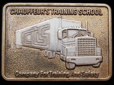 IE07133 VINTAGE 1970s ***CHAUFFEUR'S TRAINING SCHOOL*** BELT BUCKLE