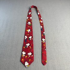 Vintage Peanuts Snoopy Woodstock Christmas Silk Tie Red Deck The Halls USA Made