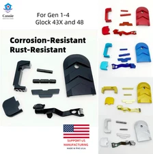 7Pc Glock Gen 1/2/3/4 Extended Slide Stop Release 43X/48 Control Kit Black