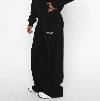 White Fox NWT Just For Now Black Fleece Wide Leg Lounge Sweatpants Small