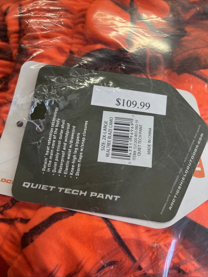New Arctic Shield Quiet Tech Realtree AP Blaze Pants In 2XL - Image 4 of 4